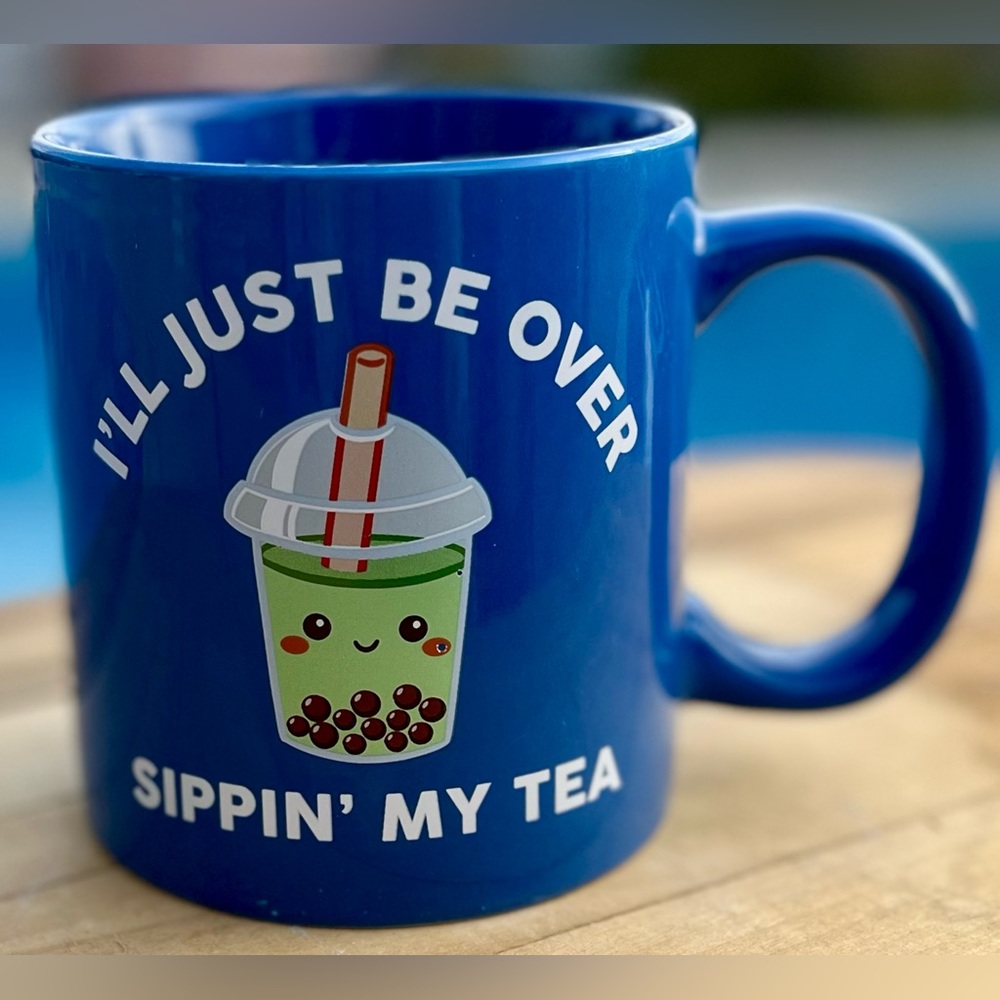 NWT Mad Engine “I’ll Be Over Here Sipping My Tea” Coffee Tea 14oz Blue Mug